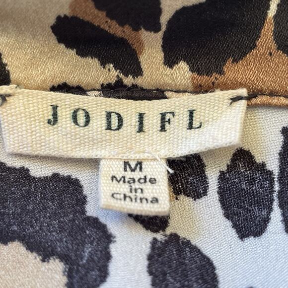 Jodifl Satin Animal Print Blazer Jacket Sz Medium Oversized Lightweight 1 Button - Picture 7 of 9